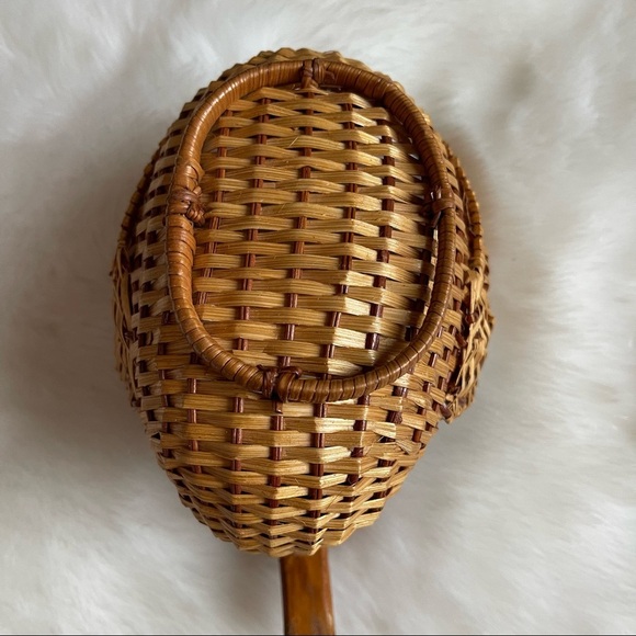 Vintage Wicker Brown Rattan Woven Duck Basket Planter Trinket BOHO 🪴Vibes - Picture 6 of 10